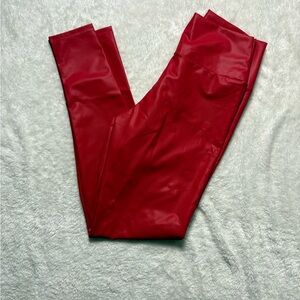 Vibrant Red Faux Leather Leggings